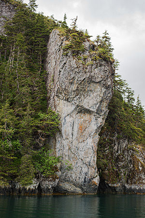 Rock outcropping at Jackpot Bay's entrance.